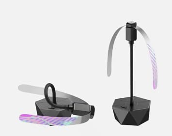 Bauhinia Rechargeable Black Battery Operated Fly Fan with Flexible Goose-Neck