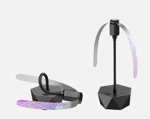 Bauhinia Rechargeable Black Battery Operated Fly Fan with Flexible Goose-Neck