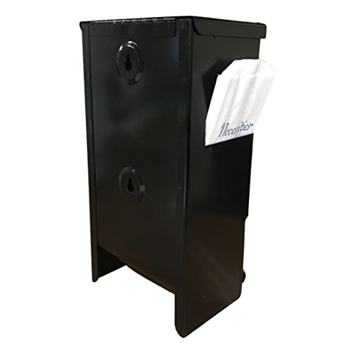 Image of Sanitary Napkin and Tampon Dispenser, pre-Filled - Compact Version, SD7000BK-PF Free Vending Black Metal