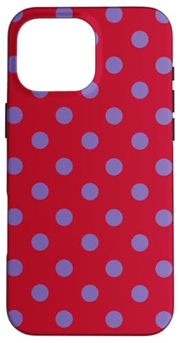 Red and Periwinkle Big Polka Dot Boho �r���e�[�W ���w �X�}�z�P�[�X iPhone 16 Pro Max �p