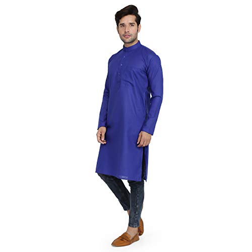 Kurta homme bleu le pyjama indien ample anti-transpiration - 3