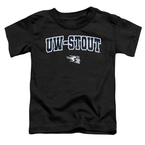 LOGOVISION University of Wisconsin-Stout Arch Logo Black Kids T Shirt (3) for Toddler Boys and Girls, Black
