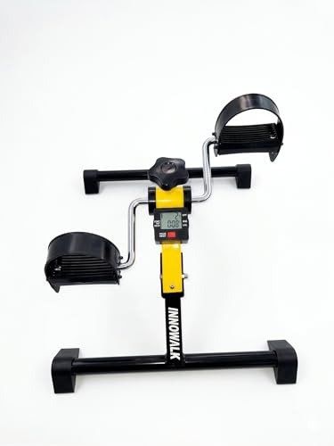 Image of Mini Pedal Exercise Cycle - Portable Under Desk Bike with Adjustable Resistance, LCD Monitor, Non-Slip Base for Arm & Leg Workout, Home & Office Fitness Trainer (Yellow /Black)
