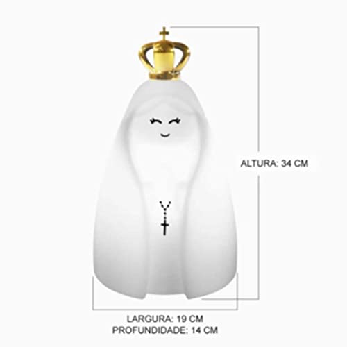 Luminária Abajur Nossa Senhora Aparecida Decorfun Branco 10010521