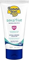 Banana Boat Sensitive Sunscreen Lotion SPF50+ 200G, Broad Spectrum UVA/UVB Protection with Aloe Vera & Vitamin E, Sensitive Skin, Fragrance-Free, 4-Hour Water Resistant, Made in Australia