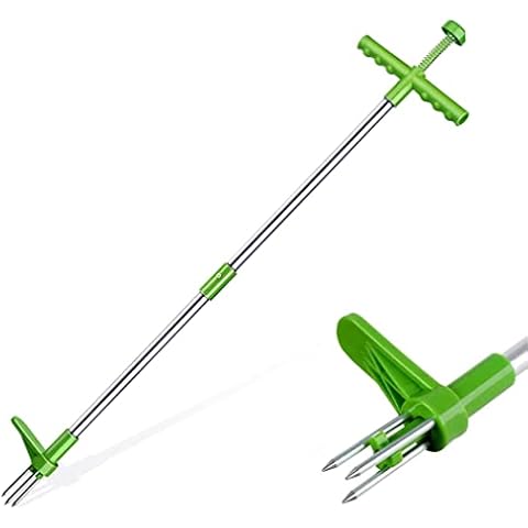 MIAOLLUN Weed Puller, Stand Up Weeder Hand Tool with 3 Stainless Steel Claws, 39 Inch Long Handle Garden Weeding Tool High Strength Foot Pedal for Backyard, Lawn, Patio Garden Hand Tool Cover