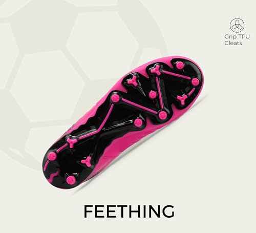 Women Soccer Cleats Firm Ground Lace-Up Youth Soccer Shoes Light-Weight Outdoor Training Football Sneakers Big Kid3