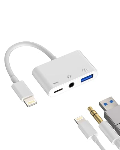 Câble USB chargeur et adaptateur audio pour iPhone en voiture ou au bureau