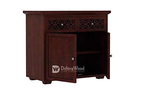 Image of DRIFTINGWOOD Solid Sheesham Wood Sideboard Tv Cabinet for Living Room | Free Standing Movable Tv Unit Side Board Table with 2 Drawer & 2 Door Cabinet Storage Furniture for Home | Mahogany Finish