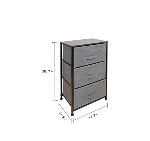 East Loft Nightstand Dresser Storage Organizer For Closet, Nursery, Bathroom, Laundry Or Bedroom 3 Fabric Drawers, Solid Wood Top, Durable Steel Frame (Charcoal) #TOP2