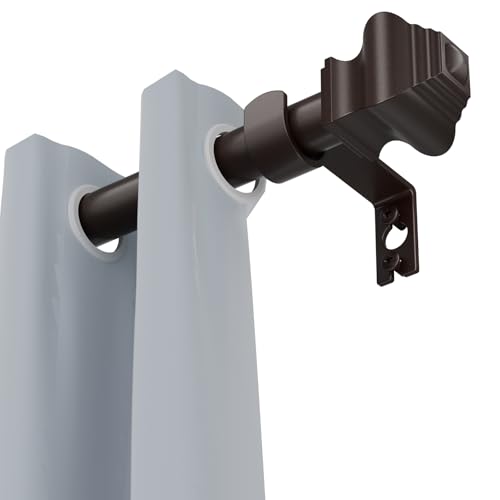 Curtain Rods for Windows 36-48 inch 5/8 inch Bronze Curtain Rod with Classic Finials Adjustable by Splicing for Bedroom Kitchen Study Living Room