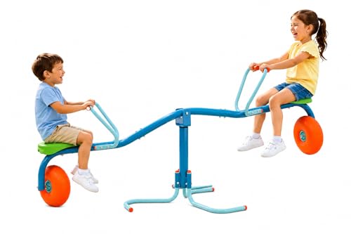 TP TOYS Spiro Spin Teeter Totter Outdoor Seesaw for 3-8 Year Old Kids Bounces and Spins 360 Degrees Develop Balance and Co-ordination Garden and Outdoor See Saw Blue