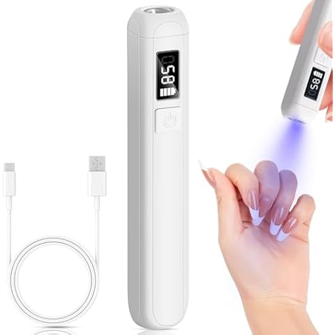 Wisdompark Handheld UV Nail Lamp, Mini UV Light for Gel Nails, Portable LED Nail Lamp for Gel Polishes Nail Glue Gel USB Flashlight Home DIY Manicure Nail Art Tools (White) Cover