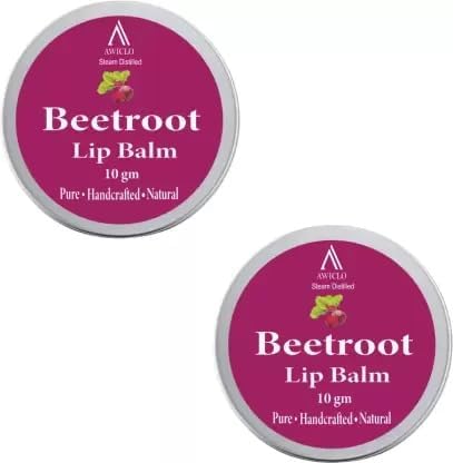 Image of Awiclo Nature's Science Beetroot Lip Balm,100 Percent Organic Lip Balm With Shea Butter, Cocoa Butter & Almond Oil, For Both Men & Women, Purple, 10 G (Pack Of 2), Pink