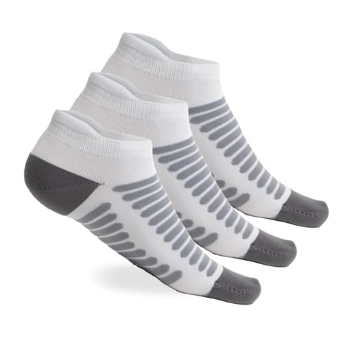 Tommaso Ultra Padded Cycling Socks Men, Women - Breathable, Quarter, Ankle Compression, Anti Blister, High Socks, Bike Socks Support for Running Socks & Biking - No Show - White - Small 35-37 - Main Image