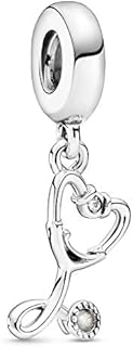 PANDORA Jewelry Stethoscope Dangle Cubic Zirconia Charm in Sterling Silver