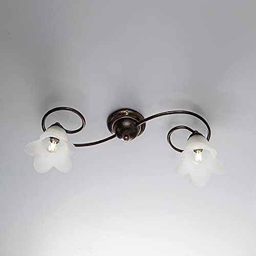 Plafonnier fer forgé rustique rouille et or luminaire salon et chambre bon-361