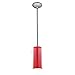Glass`n Glass Cylinder - Integrated (SSL) LED Rod Pendant - Brushed Steel Finish - Clear and Red Glass Shade