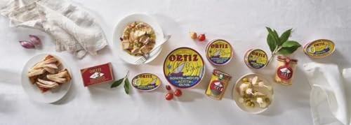 Ortiz Ventresca White Tuna Belly in Olive Oil, Tender Buttery Fillets with Exquisite Flavor, Superior Wild Caught Tuna Packed in Delicate Spanish Olive Oil, 3.88oz Can (Pack of 1)