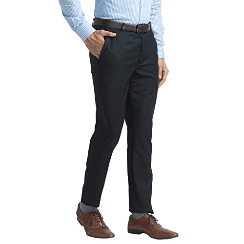 Image of Park Avenue Men's Pure Cotton Solid Pattern Super Slim Fit Flat Front Formal Chinos