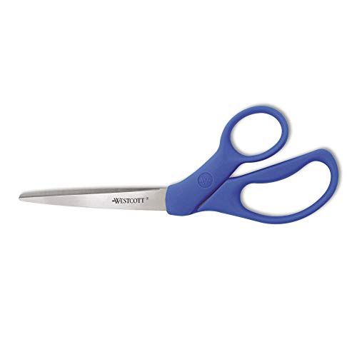Westcott 43218 Preferred Line Stainless Steel Scissors, 8-Inch Bent, Blue