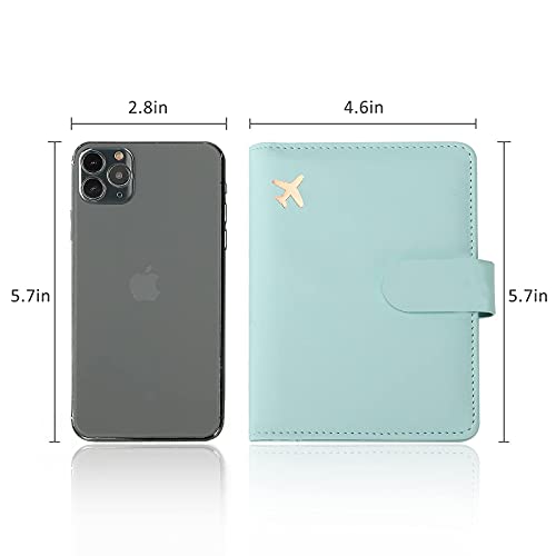 Image of Melsbrinna Passport Holder,Passport Holder Card Slots,Cute Passport cover for Women /Men,Waterproof Rfid Blocking Travel Wallet (Pink Aqua green)