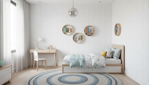 Image of Silver Wave White Self-Adhesive Wallpaper for Walls - Waterproof PVC Vinyl Peel and Stick Wall Stickers for Living Room, Bedroom, Kitchen & Furniture (45 x 300 cm)