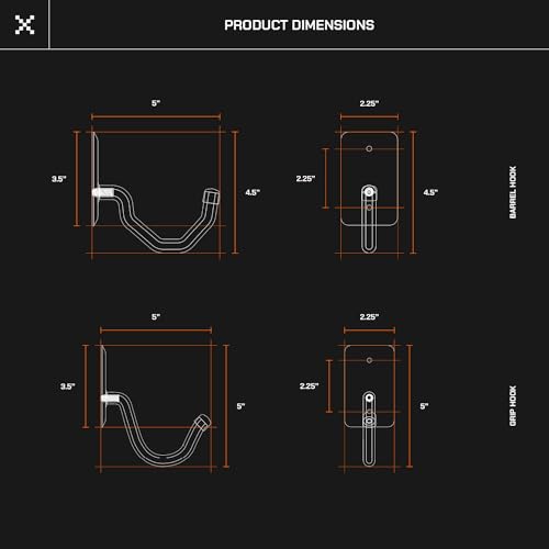 Hold Up Displays - Horizontal Gun Wall Mount for Indoor Display - Shotgun Holder - Bow Wall Hanger - Rifle Wall Mount - Heavy Duty Steel Flatwall Hooks - Made in USA