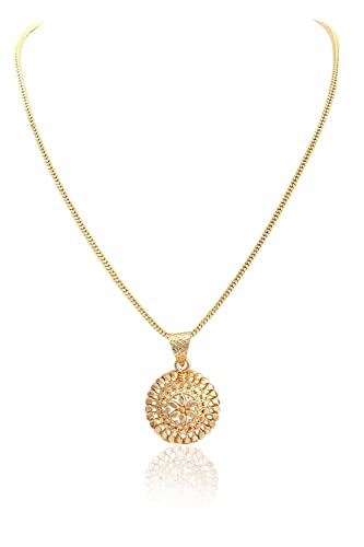 Image of Handicraft Kottage 1gm 22Ct Gold Plated chain with Pendant | latest & Stylish Celebrity Inspired Chain /Necklace /Jewellery Set /Fashion jewellery for Men, Women Boys Girls