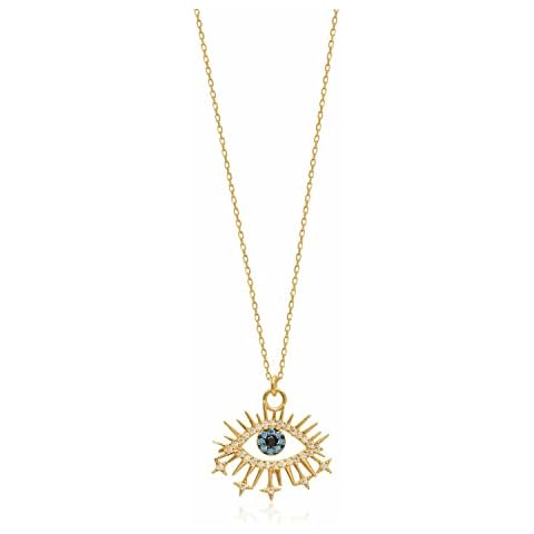 Evil Eye Lash Necklace Sterling Silver 925 Adjustable Gold Plated Drop Necklace For Women Gift For Her Cover