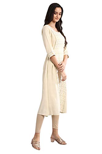 Image of Aurelia Women Striped Rayon A-Line Kurta