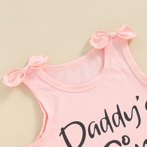 Image of Toddler Little Girl Clothes Summer Sleeveless Daddys Girl Letter Tank Tops Shorts Set 2Pcs Kids Casual Outfits