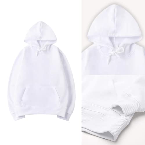 Sublimation Polyester Blank White Hoodie Hooded Sweatshirt Cloth Unisex Style with USA Size3