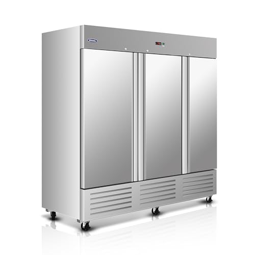Image of Commercial Refrigerator with Solid Door Reach-In Refrigerators Stainless Steel ETL Approved Upright Fridge Storage (72 Cu.ft（33~40℉）)