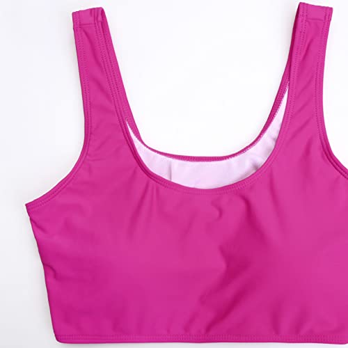 Debelly Maternity Swimsuit Two Piece Bathing Suit Classic Sport Swim Top High Waisted Bottom Ruched Solid Monokini Swimwear Pregnancy Tankini Sets,Hot Pink,L #TOP3