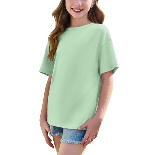 Oversized Shirts for Boys and Girls, Kids Fashion Solid Color Tops Short Sleeve Crewneck Basic T-Shirts4