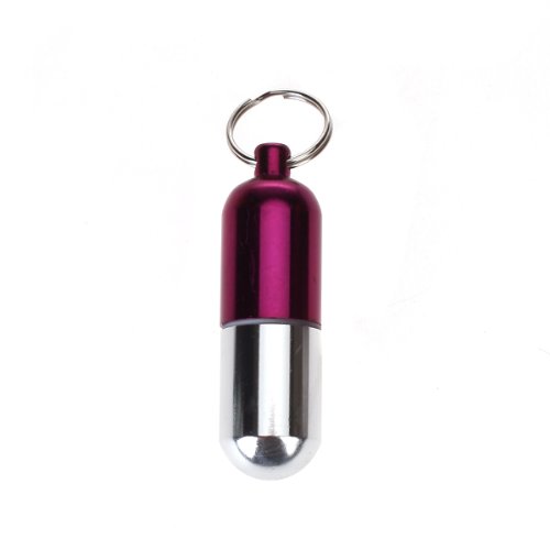Aluminum Alloy Water-proof Air-tight Large Volume Pill Fob Pill Case Pill Box Pill Holder with Keychain - Purple