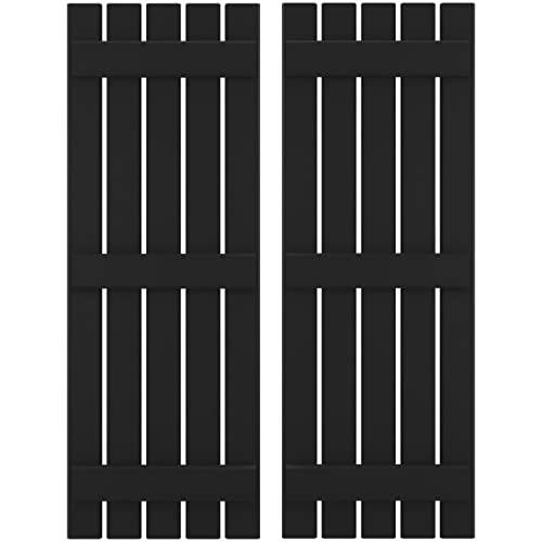 Ekena Millwork ARW401SB519X40BLH Americraft Five 3 Exterior Real Wood Spaced Board-n-Batten Shutters (Per Pair), 19 1/2"W x 40"H, Black