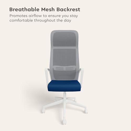 Image of Interio by Godrej Vurv Chair Mesh High Back Ergonomic Work from Home /Revolving Study Chair, 1 Year Warranty, Height Adjustable | Heavy Duty Polypropylene Base | DIY Installation (Blue)