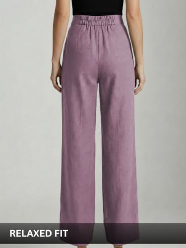 Image of Leriya Fashion Women Relaxed Fit Wide Leg Trousers | Malai Cottage Clip Closure Wide Leg Pants for Women | Casual Straight Lounge Pants with Pockets | Stylish Everyday Office Outfit Bottom Pant