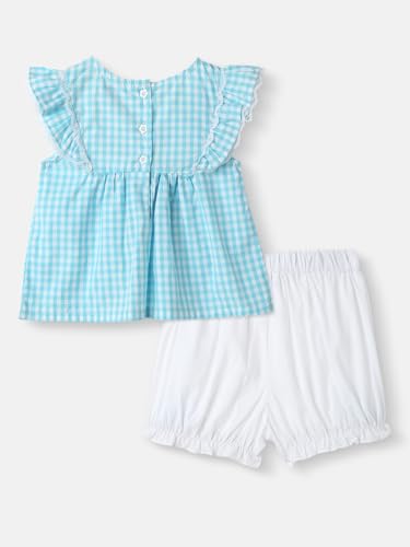 Image of Nautinati Baby Girls Printed Flutter Sleeve Top with Shorts Clothing Set | Age 0-3 Years