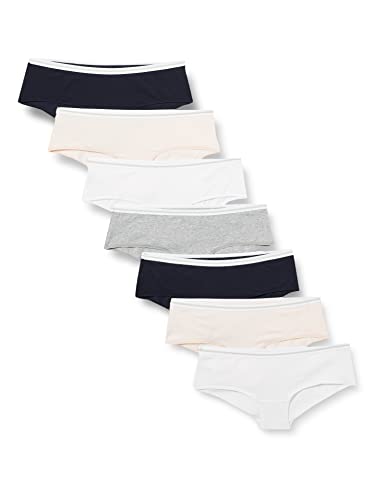 Iris & Lilly Damen Freche Hipster-Unterwäsche Baumwolle, 7er-Pack, Sanftrosa/Weiß, 40 Cover