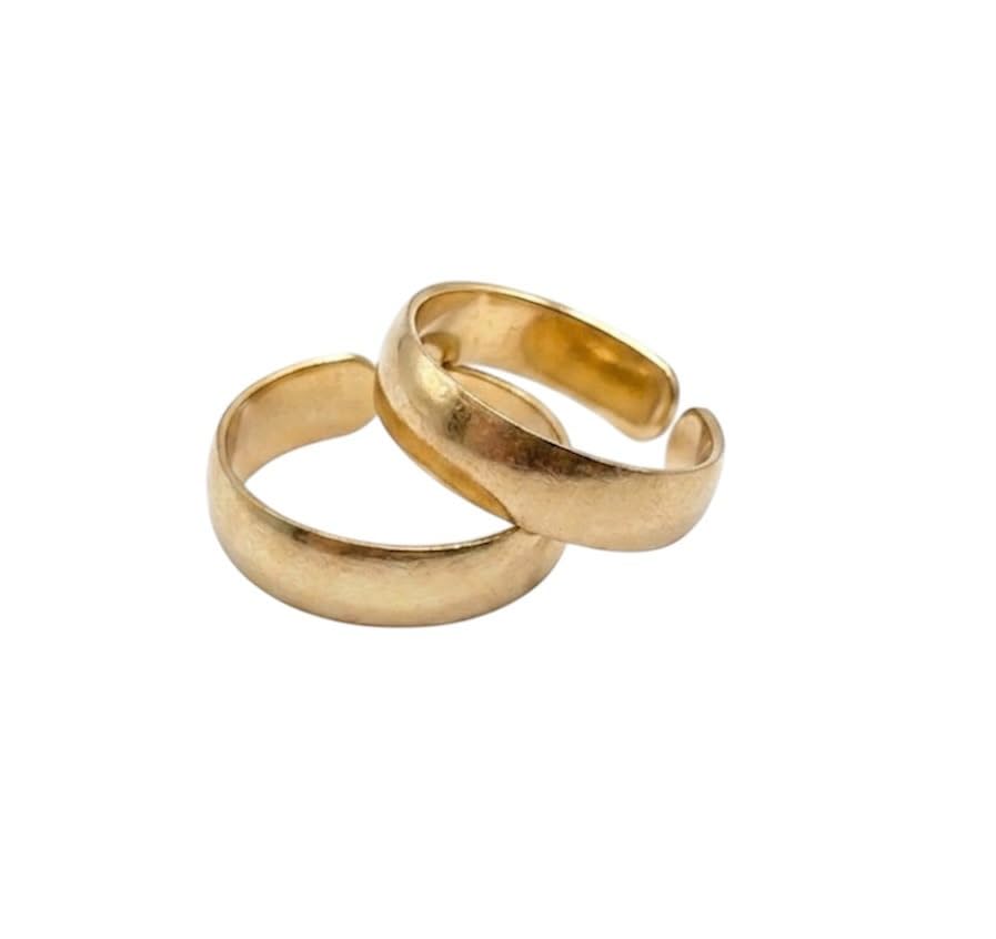 Traditional Panchaloha Impon Five Metals Plain Design Toe Rings for Women, Gold Toned, Adjustable and unpolished Metti, 2 Piece, Daily Use (P563)-picture-46
