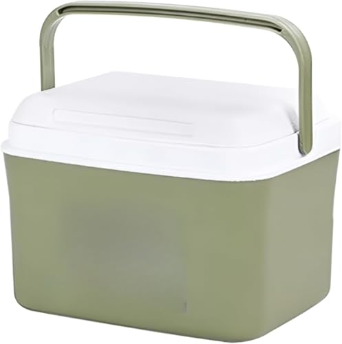 クーラーボックス 小型 軽量 ハードタイプ 48時間保冷 防水 キャンプ 釣り アウトドア用 保冷剤付き 蓋が外せる お手入れ簡単 作業台にもなるフラットなふた (緑,10L)