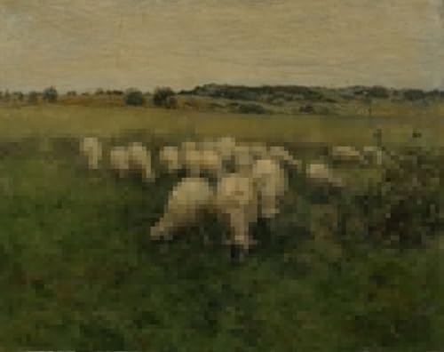 Pintura sobre lienzo Pecore al pascolo Anton Mauve cuadro de 60x90cm