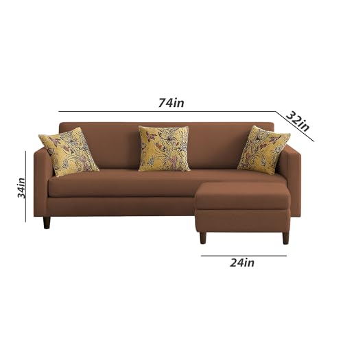 Image of Casaliving Premium Lifestyle Fabric 5 Seater L Shape Sofa Set 4 Seater Modern Sofa Set & Ottoman for Living Room (Brown Color)