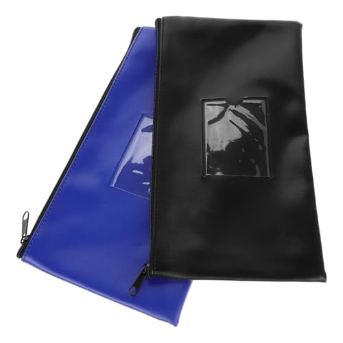 PU Leather Money Pouch with Zipper and Window for Invoices