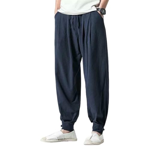 Men's Cotton Linen Loose Tapered Leg Zen Long Pants