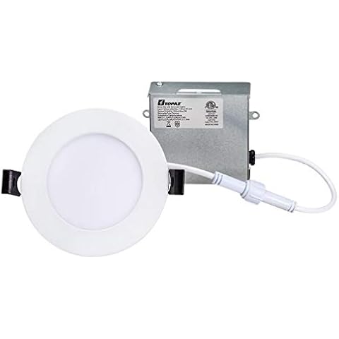 Topaz LED 4 Inch Slim Fit Round Recessed Downlights, 9W, Ceiling Light with Junction Box, 5CCT Selectable 2700K,3000K,3500K,4000K,5000K, White Cover