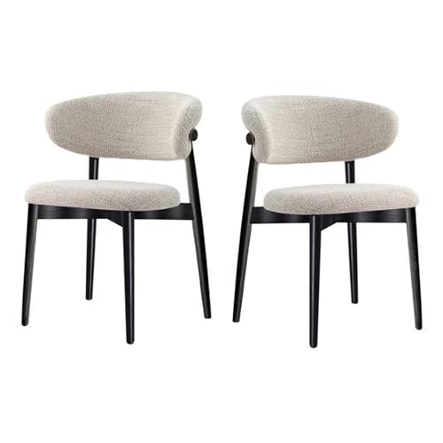 Juego de 4 sillas de comedor modernas de mediados de siglo, de madera maciza con cojín de lino y respaldo curvado, sillas de cocina tapizadas para comedor y sala de estar
